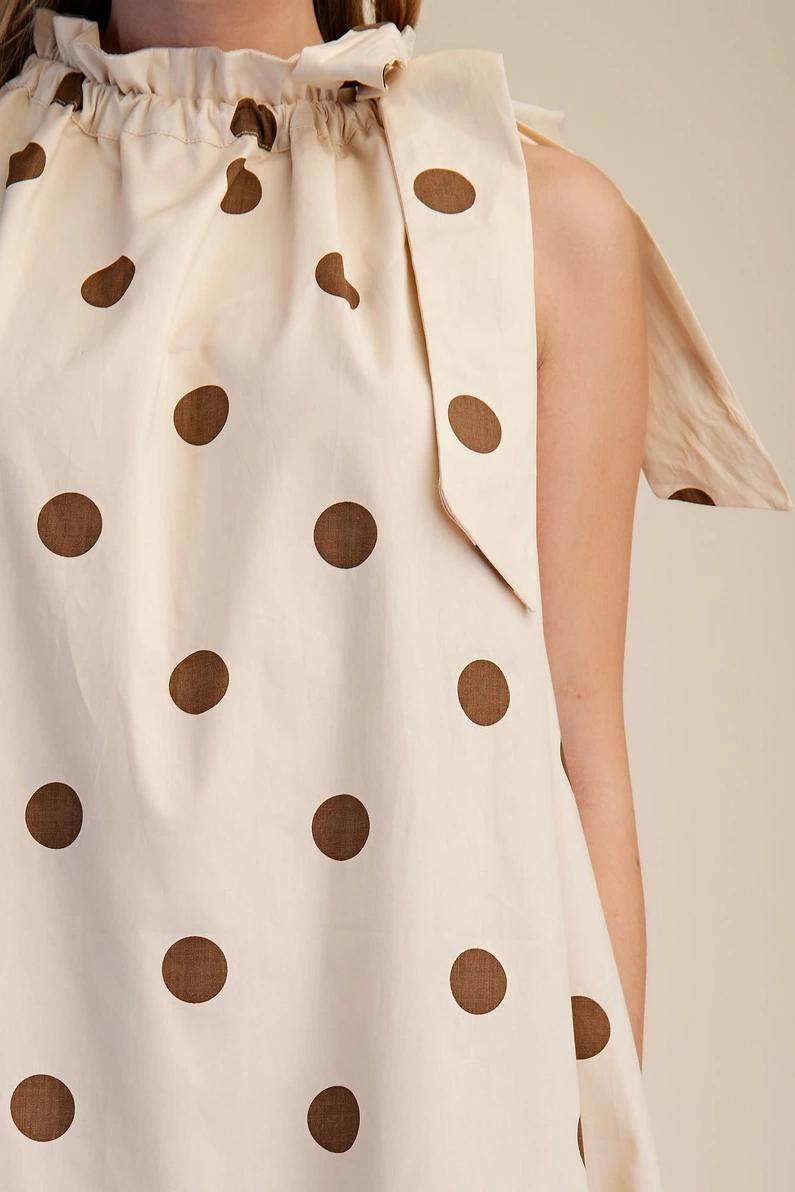 Cream and Brown Polka Dotted Midi