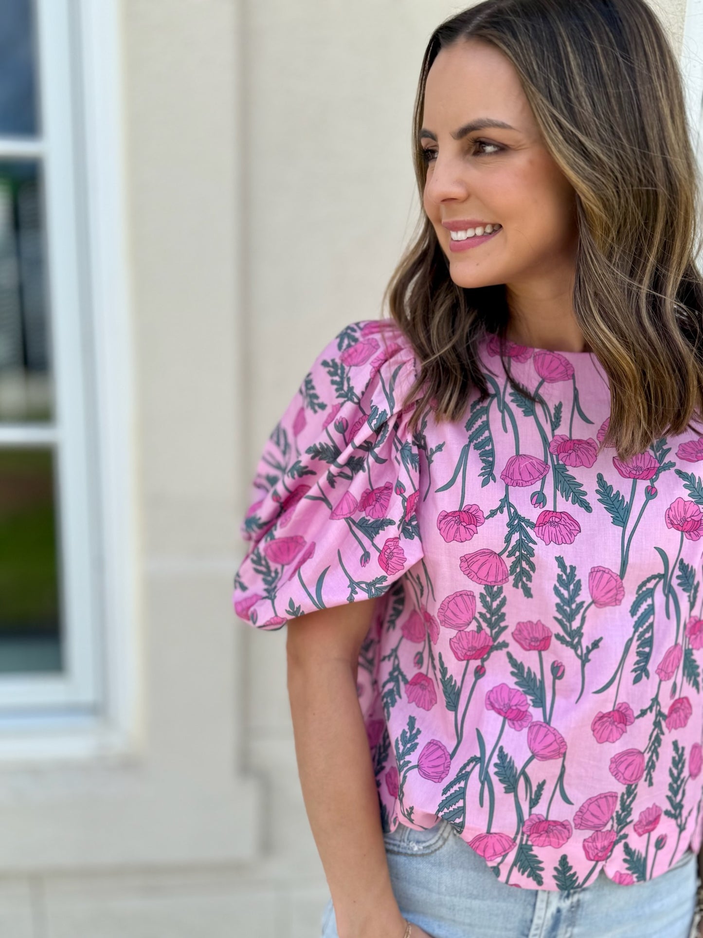 Pink Scallop Hem Top