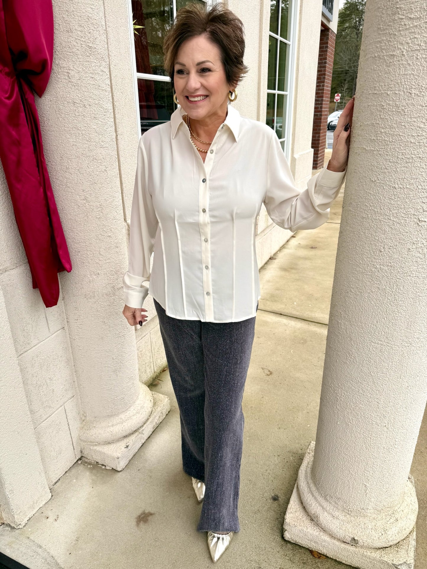 White Pintuck Blouse