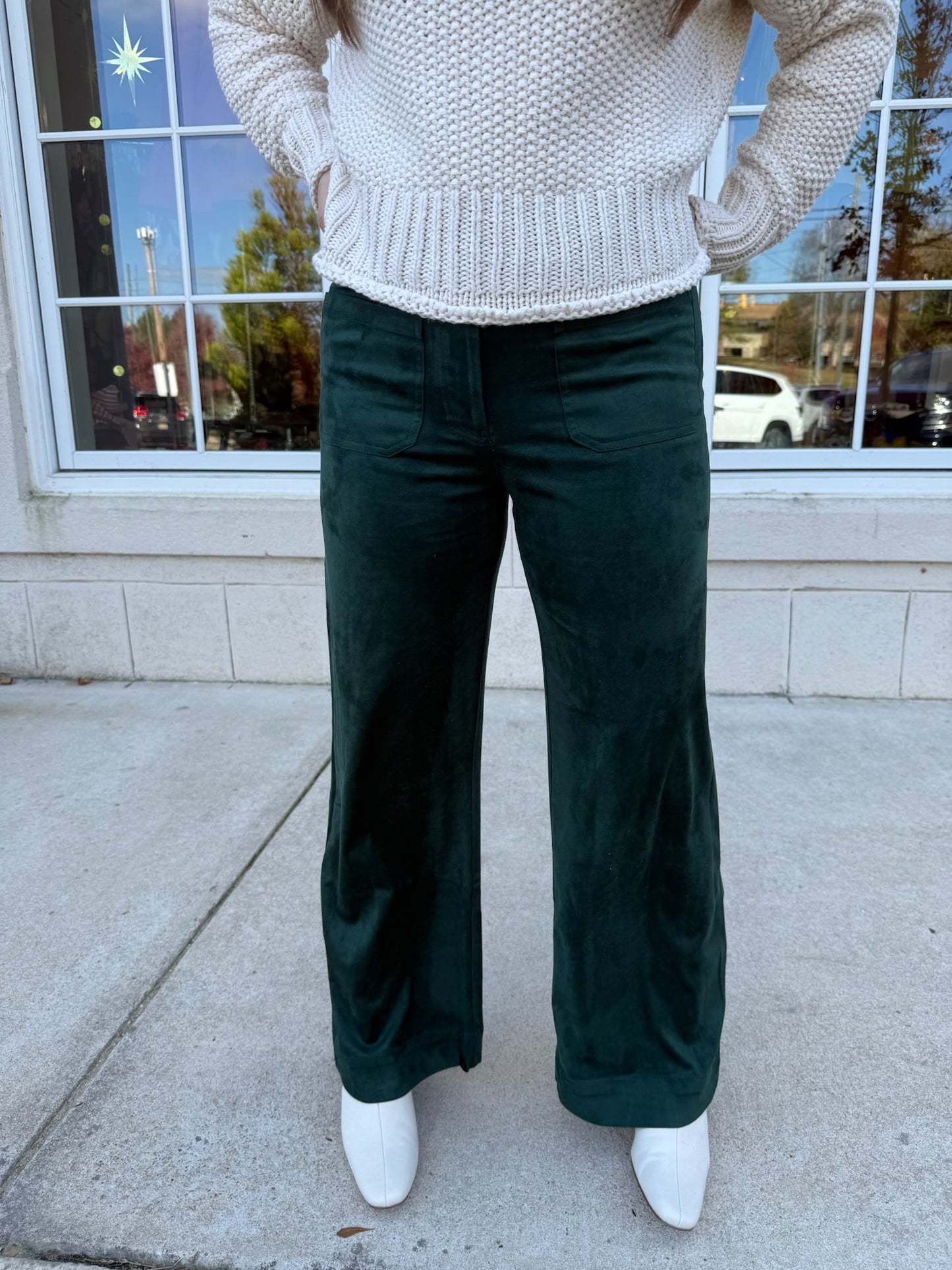 Hunter Green Faux Suede Pant