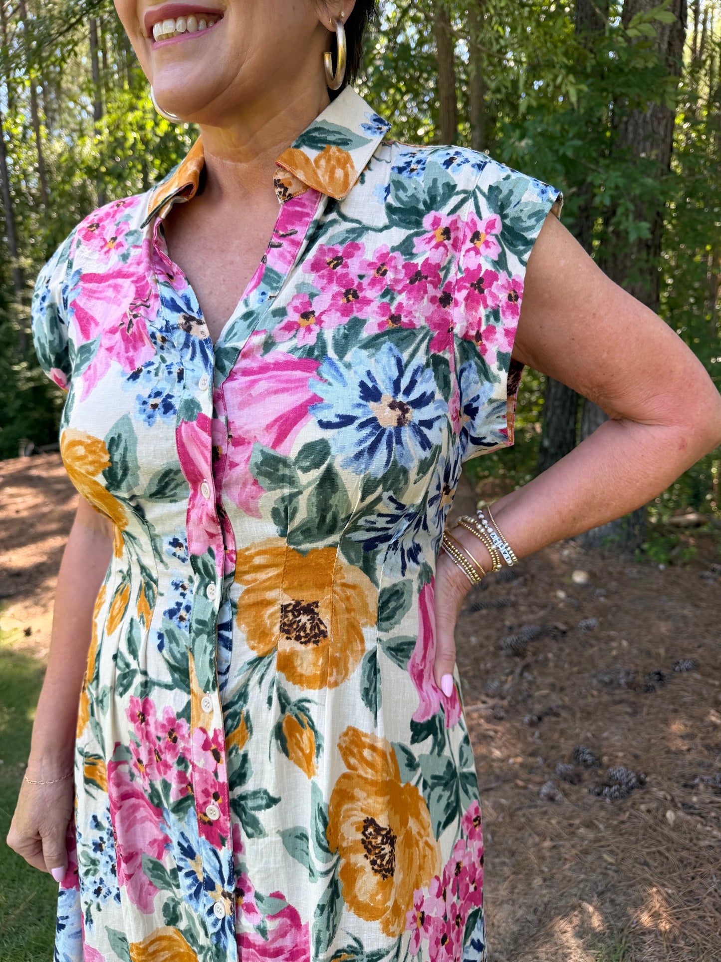 Natural Floral Multi Maxi Dress