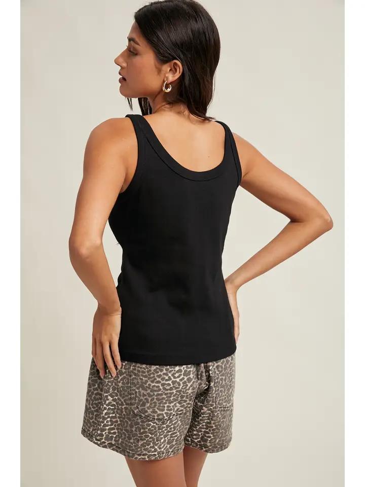 Black Basic Scoop Neck Tank