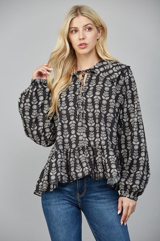 Black and White Oversized Peplum Top