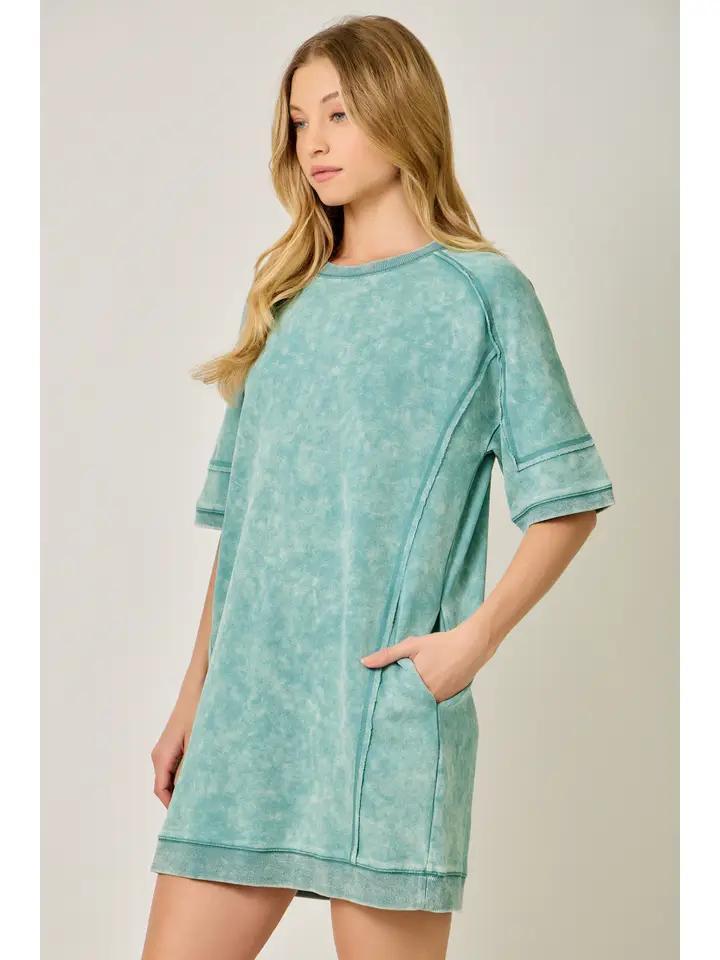 Washed Emerald Terry Dress