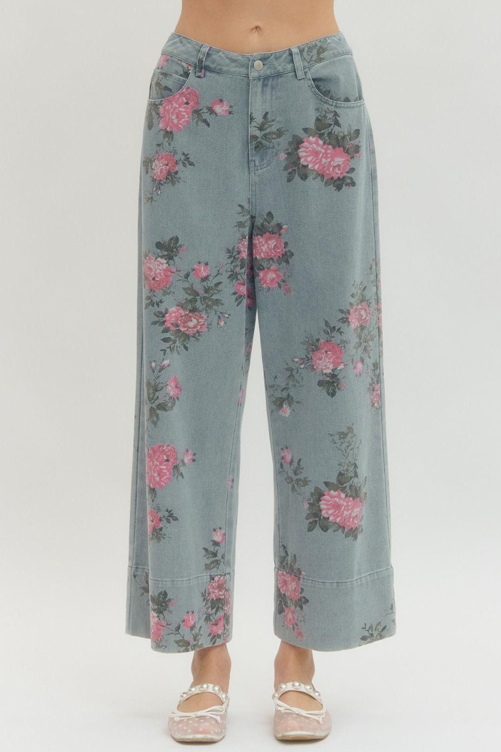 Light Blue Floral Print Pant