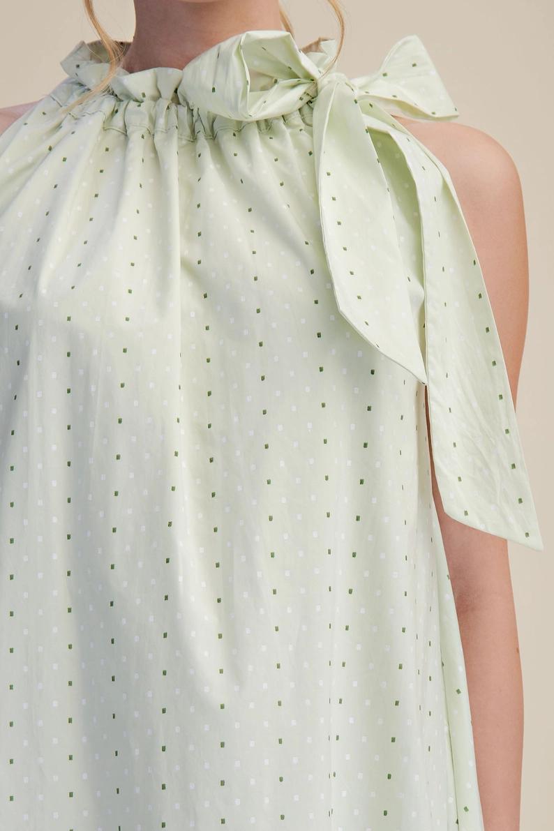 Sage Dotted Pattern Midi Dress