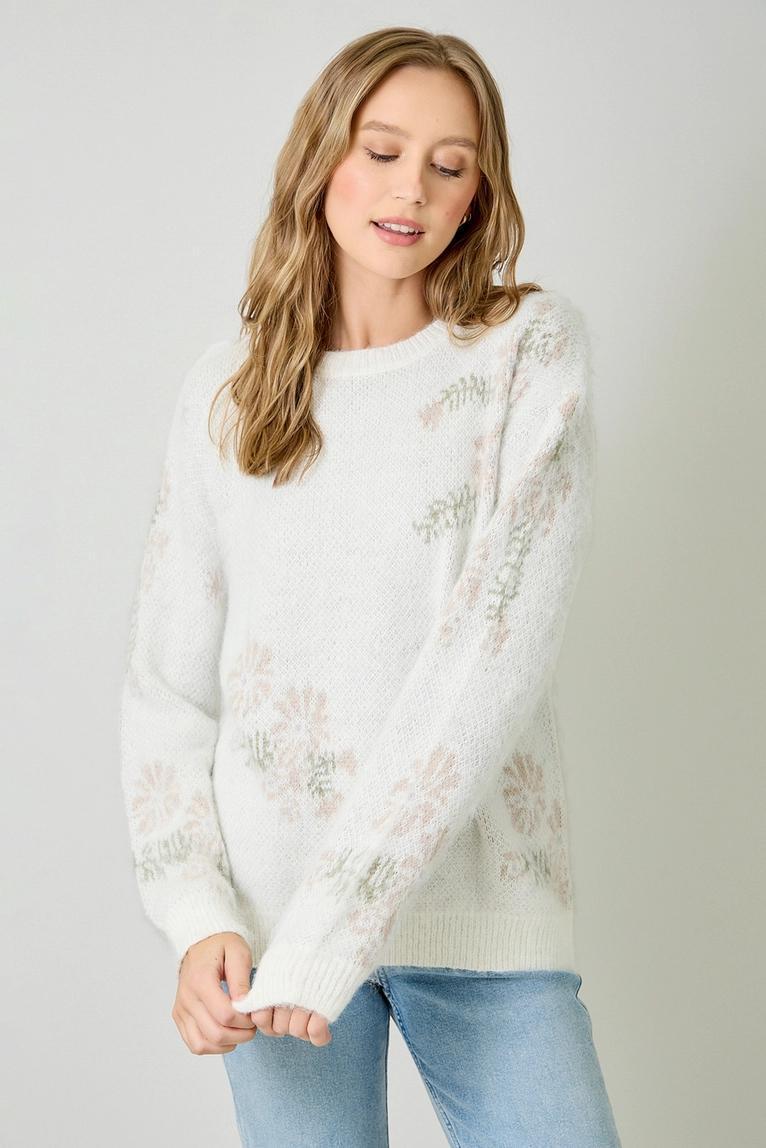 Ivory Floral Pullover