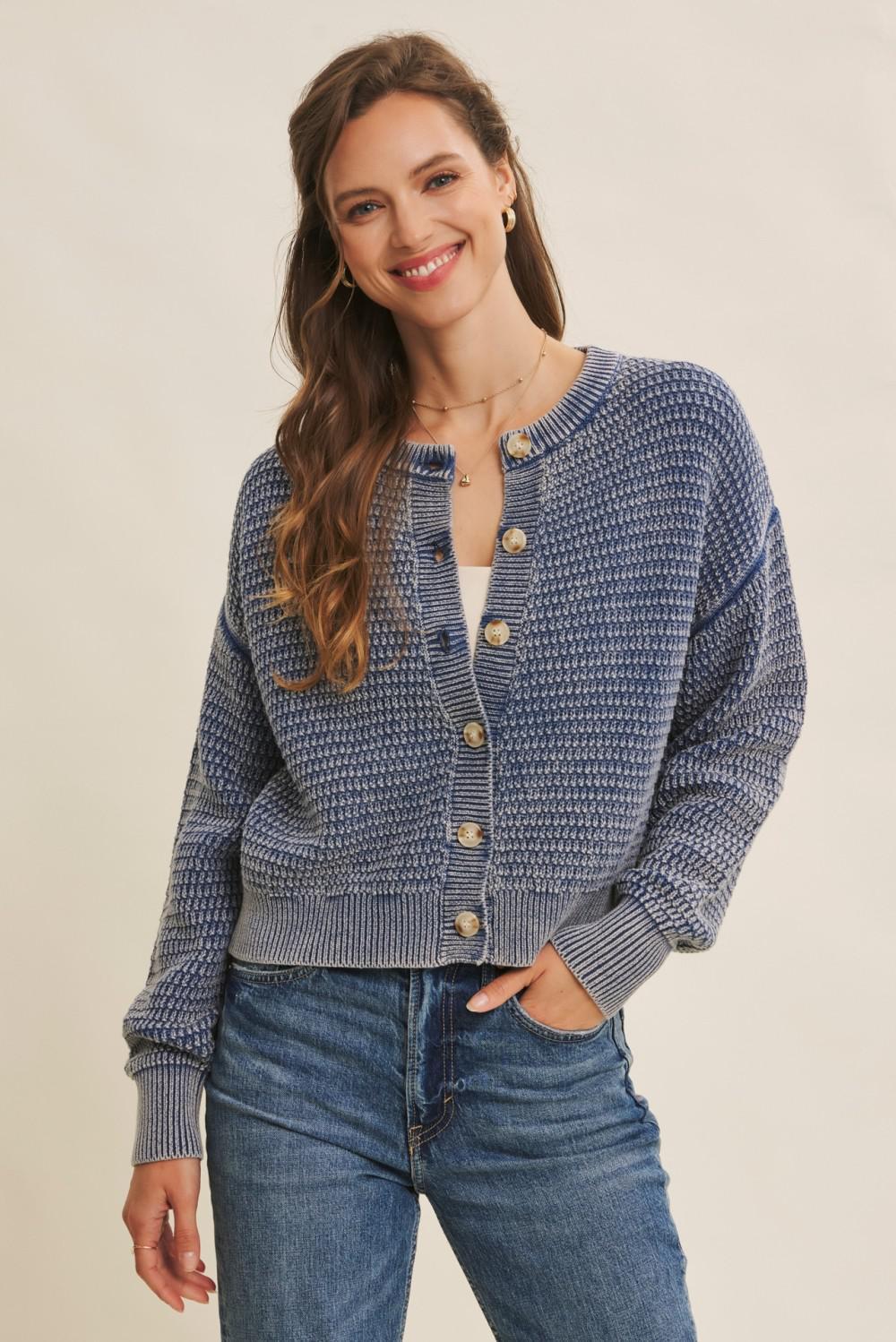 Vintage Blue Mineral Washed Cardigan