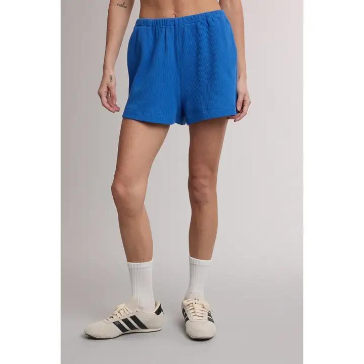 Cobalt Blue Waffle Knit Shorts