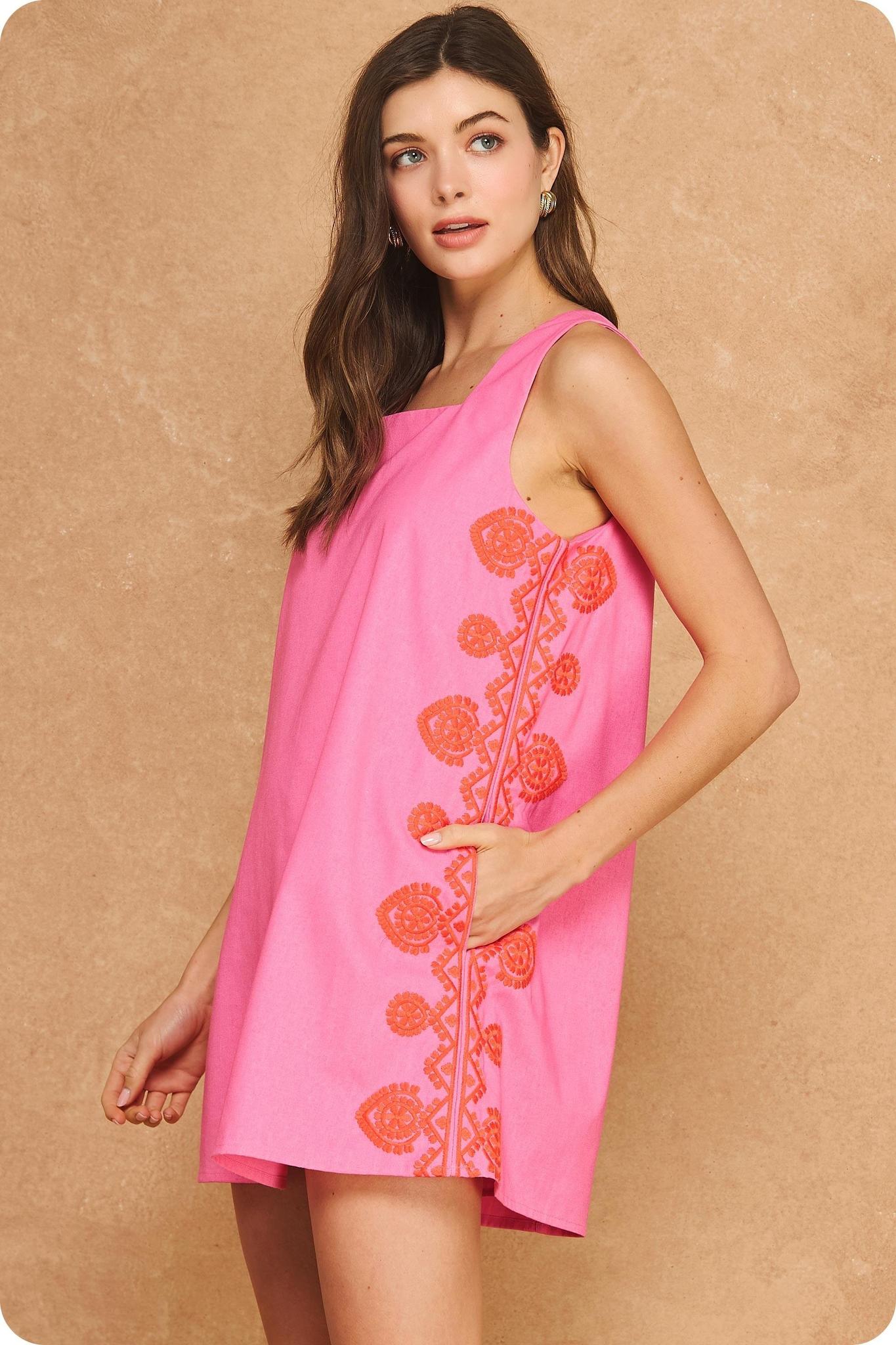 Bubblegum and Orange Embroidery Detailed Mini
