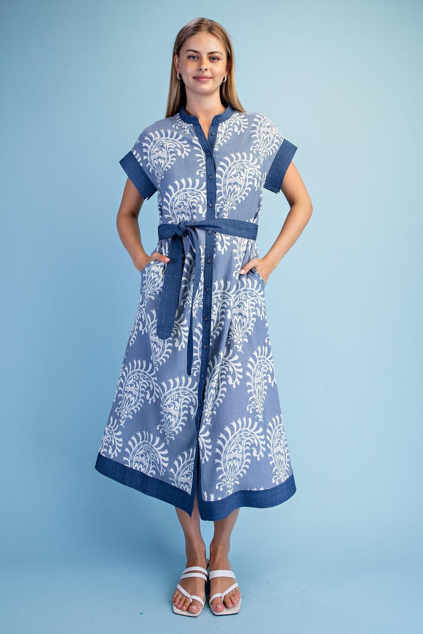 Denim Blue Mix Washed Effect Midi