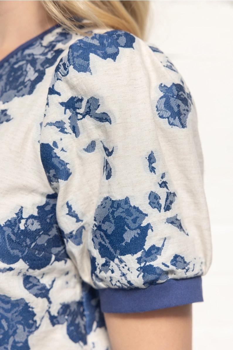 Blue Floral Jacquard Top