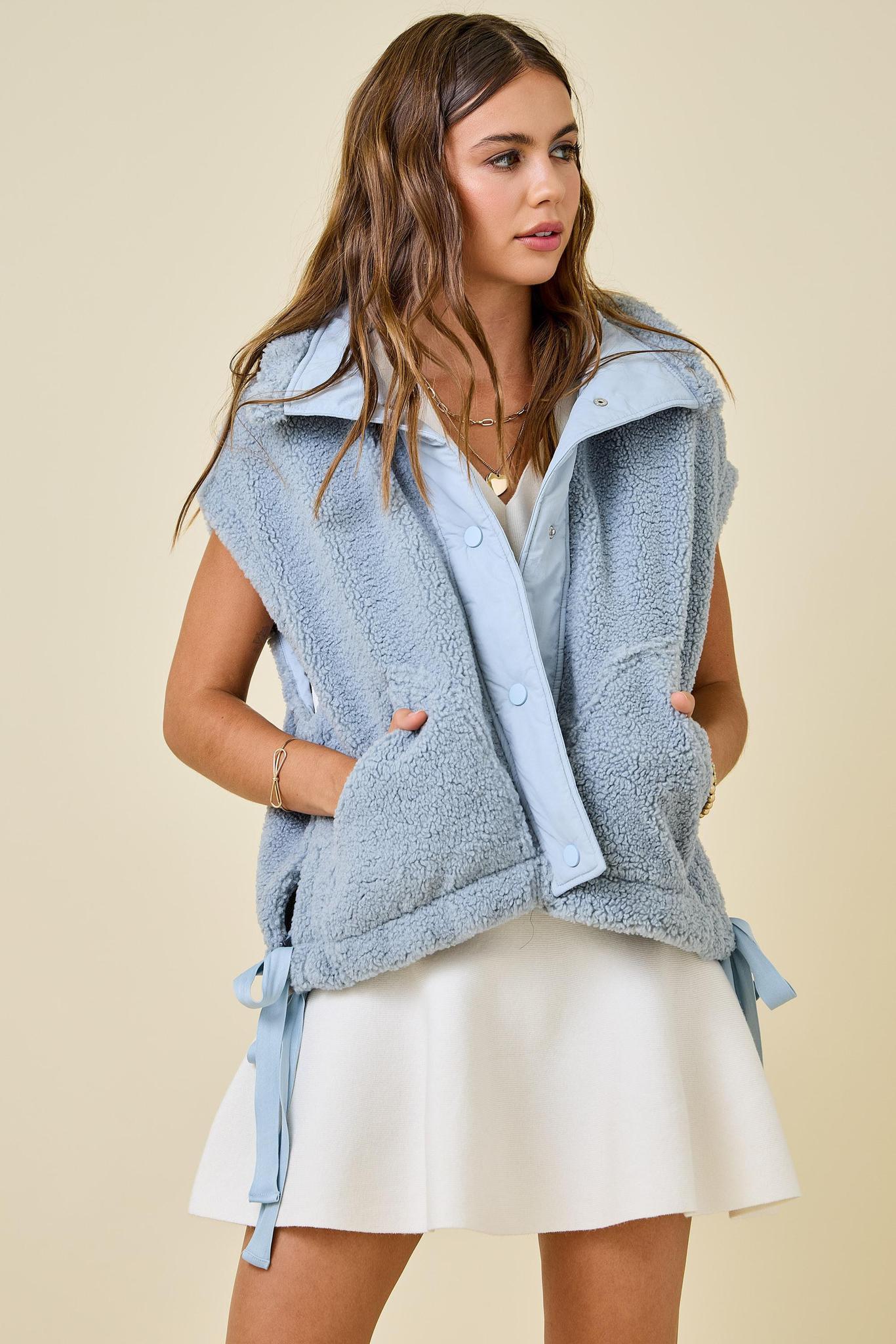 Blue Fleece Zip Vest