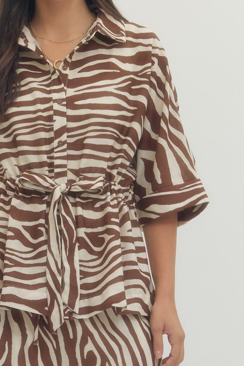 Brown Zebra Print Shirt