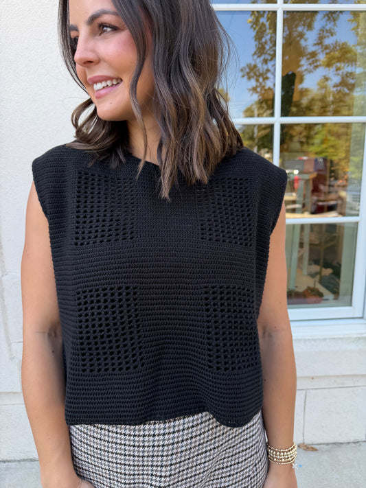 Black Crochet Top