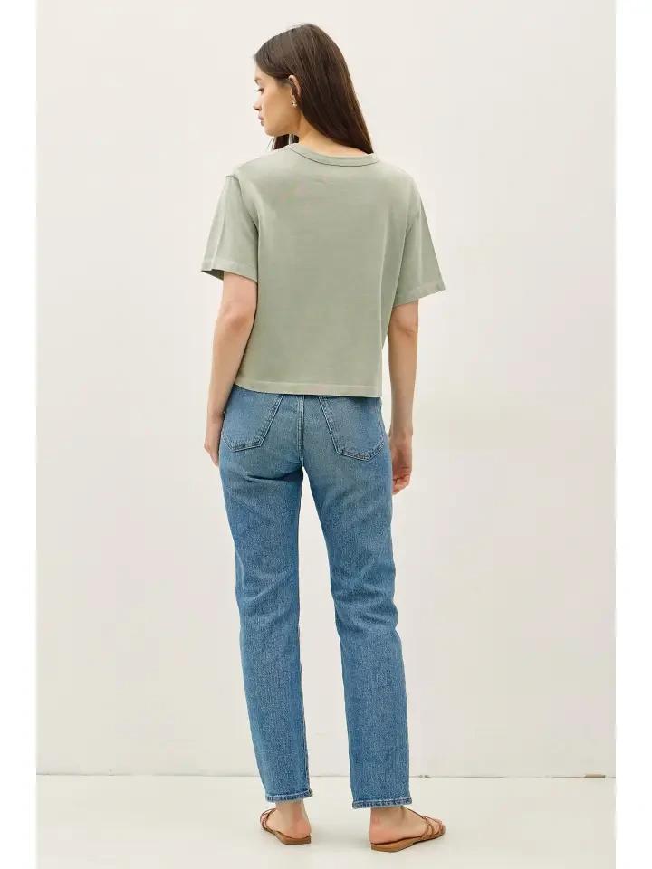 Light Sage Crewneck Crop Top
