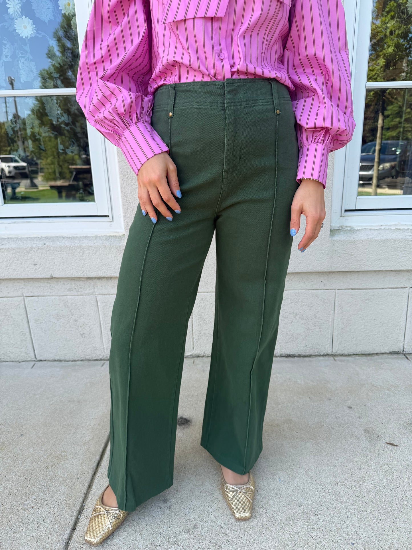 Hunter Green HR Wide Leg Pants