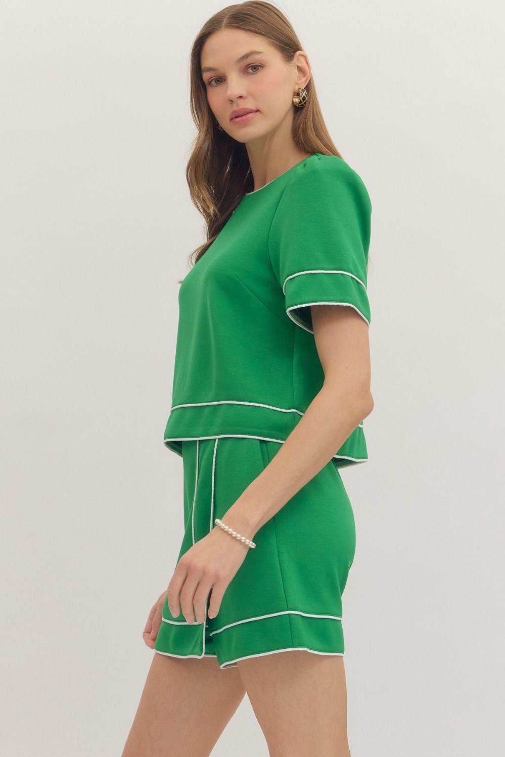 Hunter Green and White Skort Set