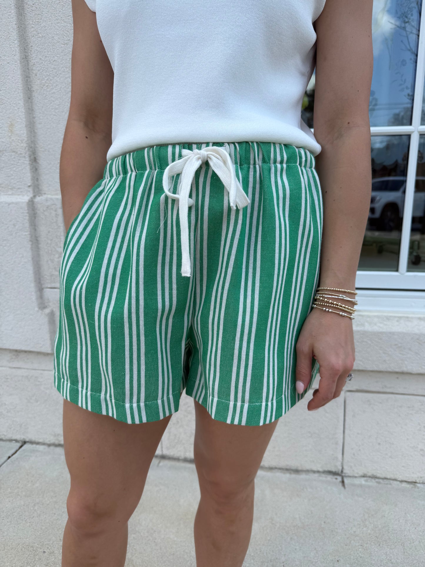 Green Rowan Striped Shorts