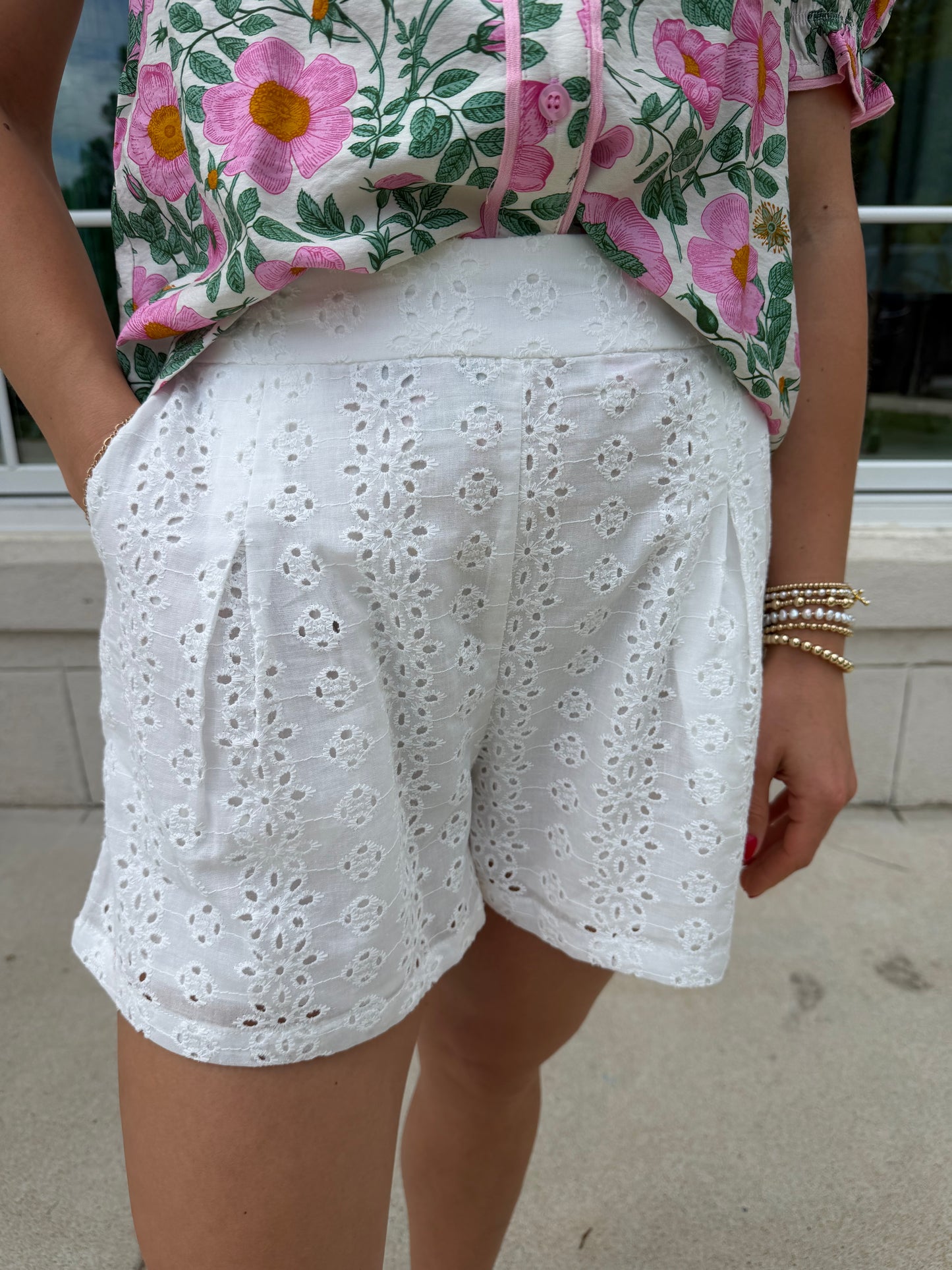 White Eyelet Shorts
