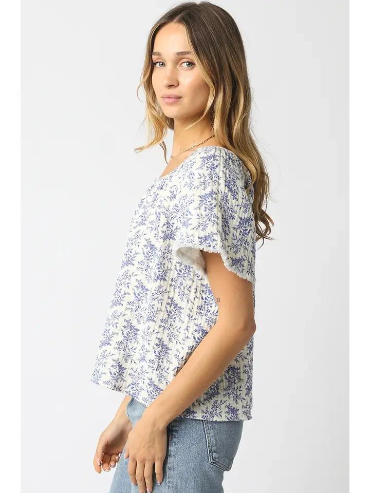 Aubree Blue Floral Top