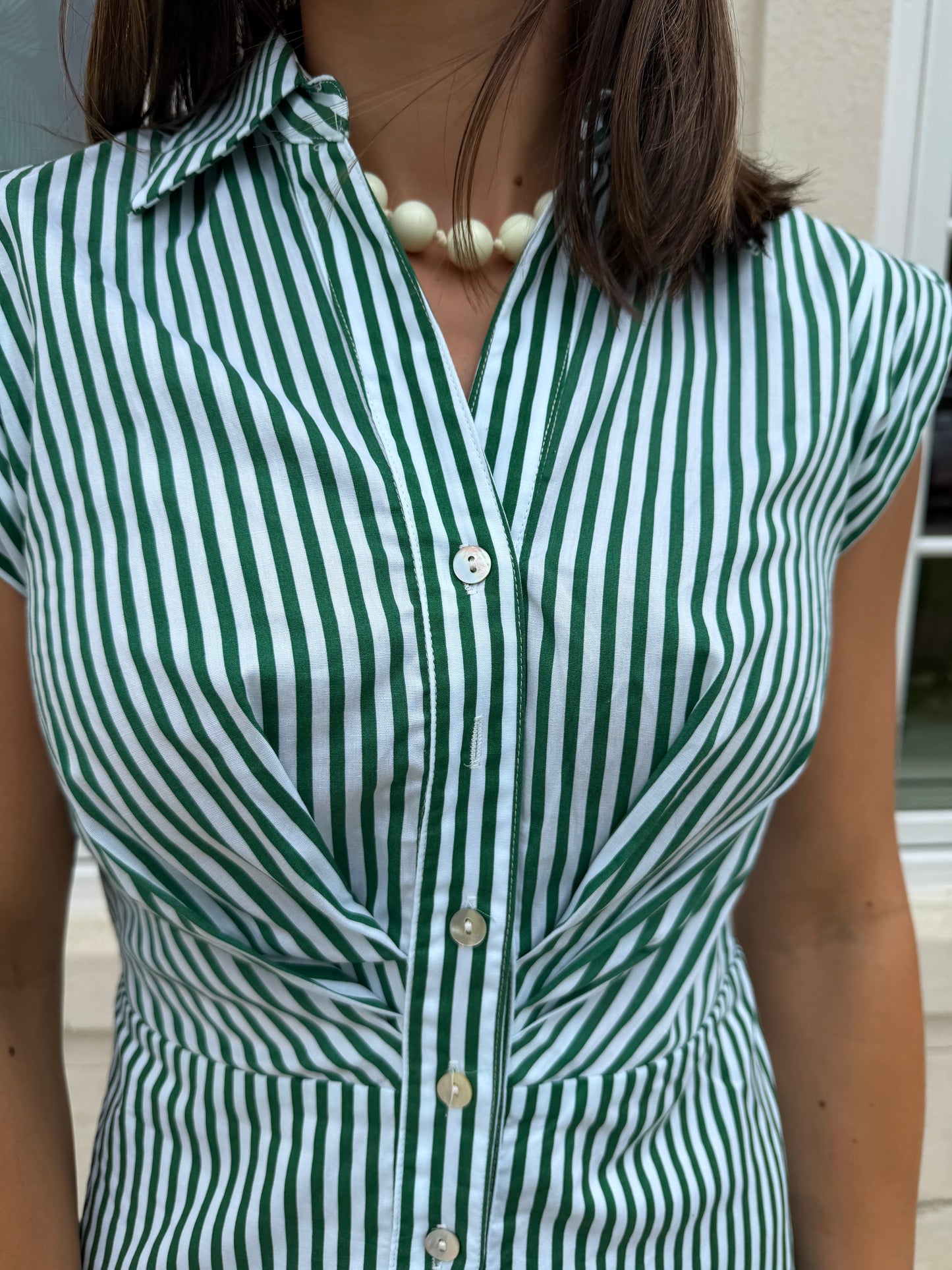 Green Stripe Cap Sleeve Mini