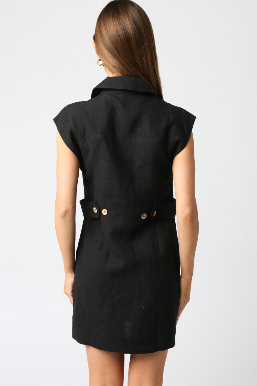 Black Linen Freya Dress