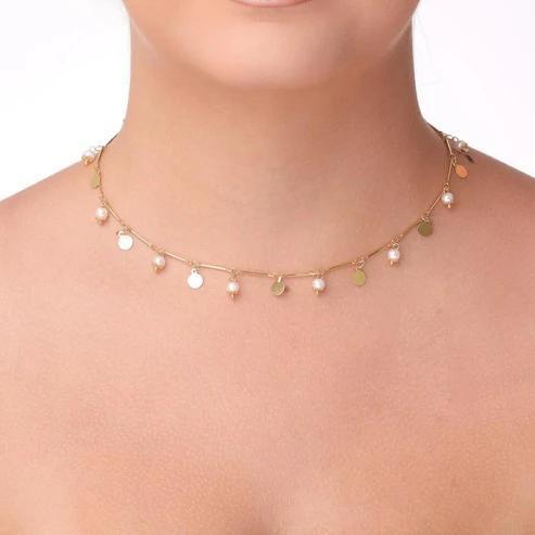 Luna Pearl Disc Choker