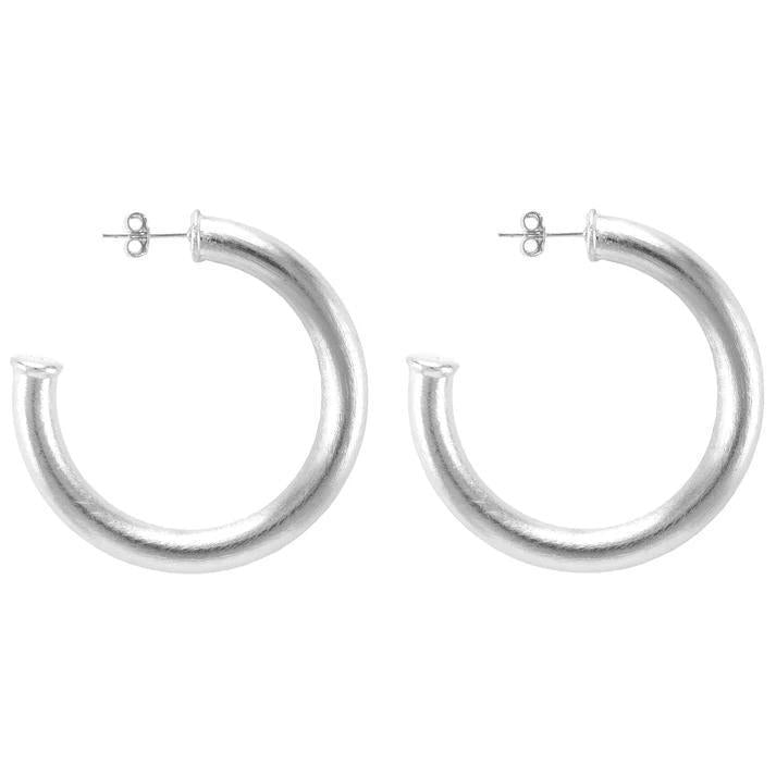 Chantal Hoops Brushed Silver