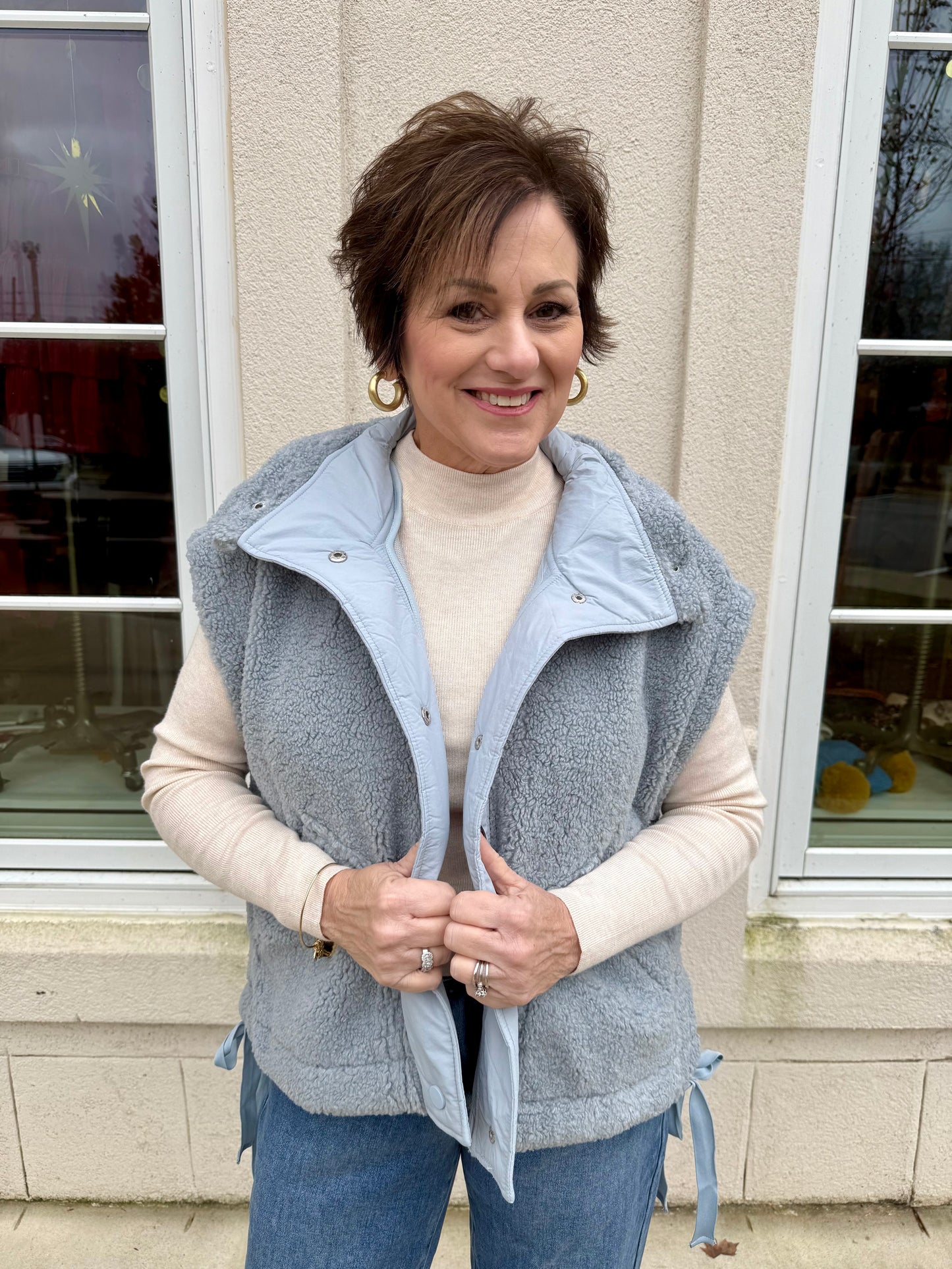 Blue Fleece Zip Vest