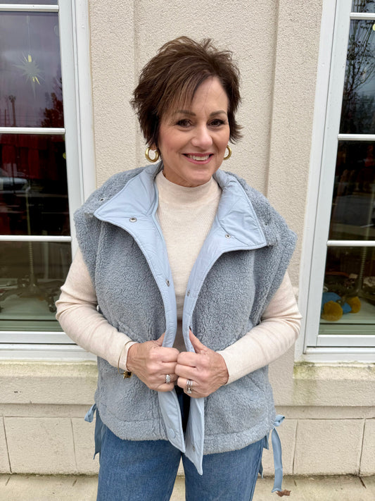 Blue Fleece Zip Vest