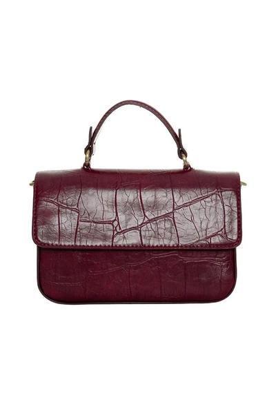 Burgundy Wilma Faux Croc Mini Crossbody