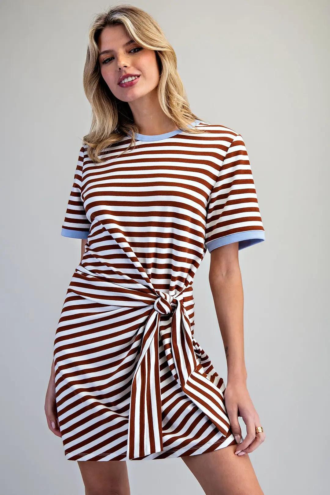 Chocolate Striped Mini Dress