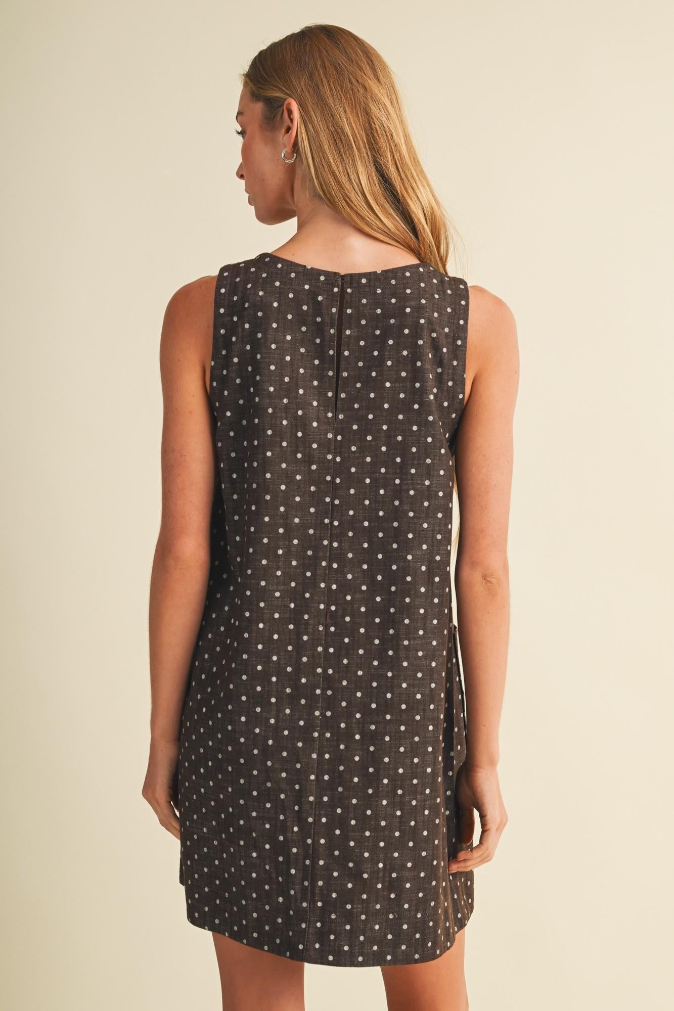 Espresso Polka Dot Sleeveless Dress
