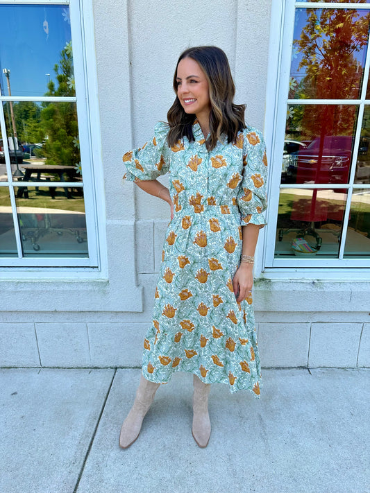 Off White Mixed Print Midi