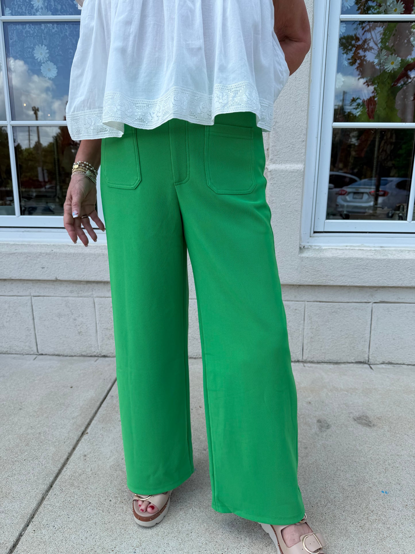 Green Comfy HR Stretchy Wide Leg Pant