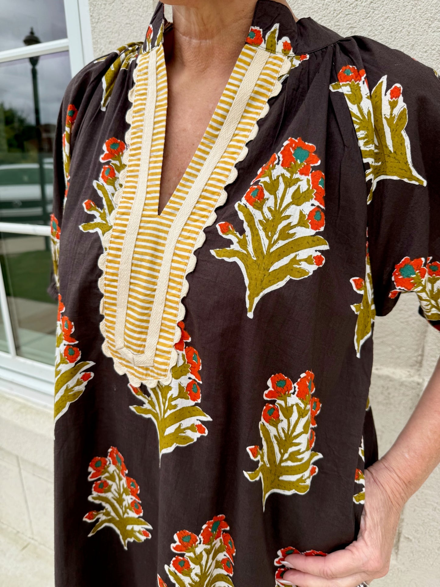 Chocolate Floral Print Dress