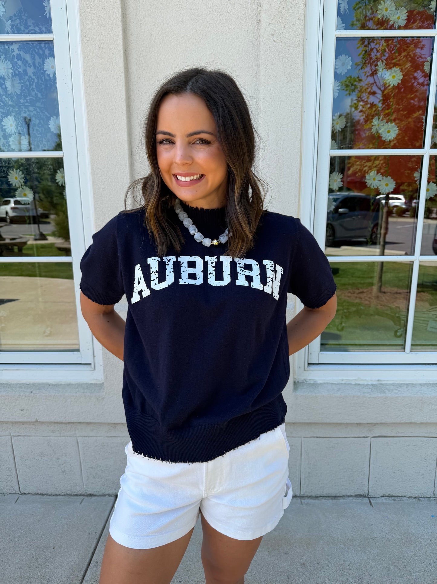 Navy Gameday Knit Top