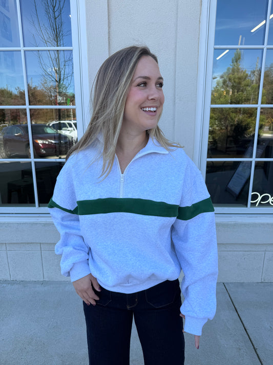 Grey and Green Half Zip Sweatshirt