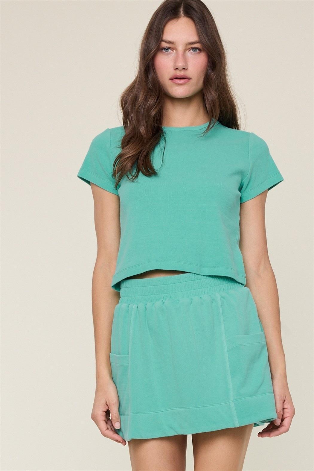 Seafoam Elastic Waistband Skirt