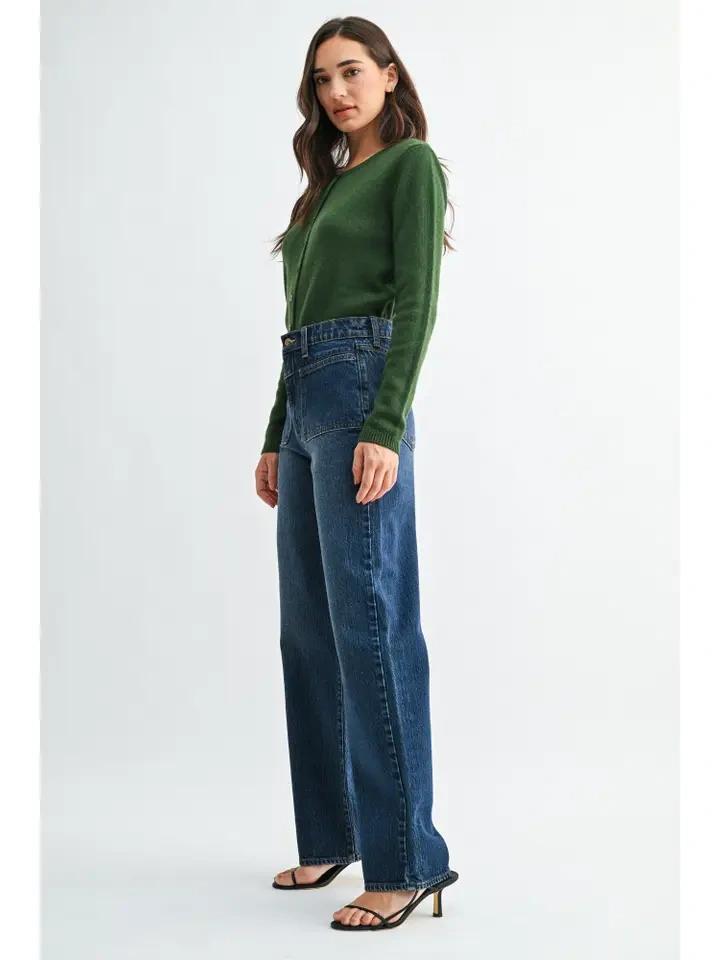 Dark  Denim Square Pocket Straight Jean
