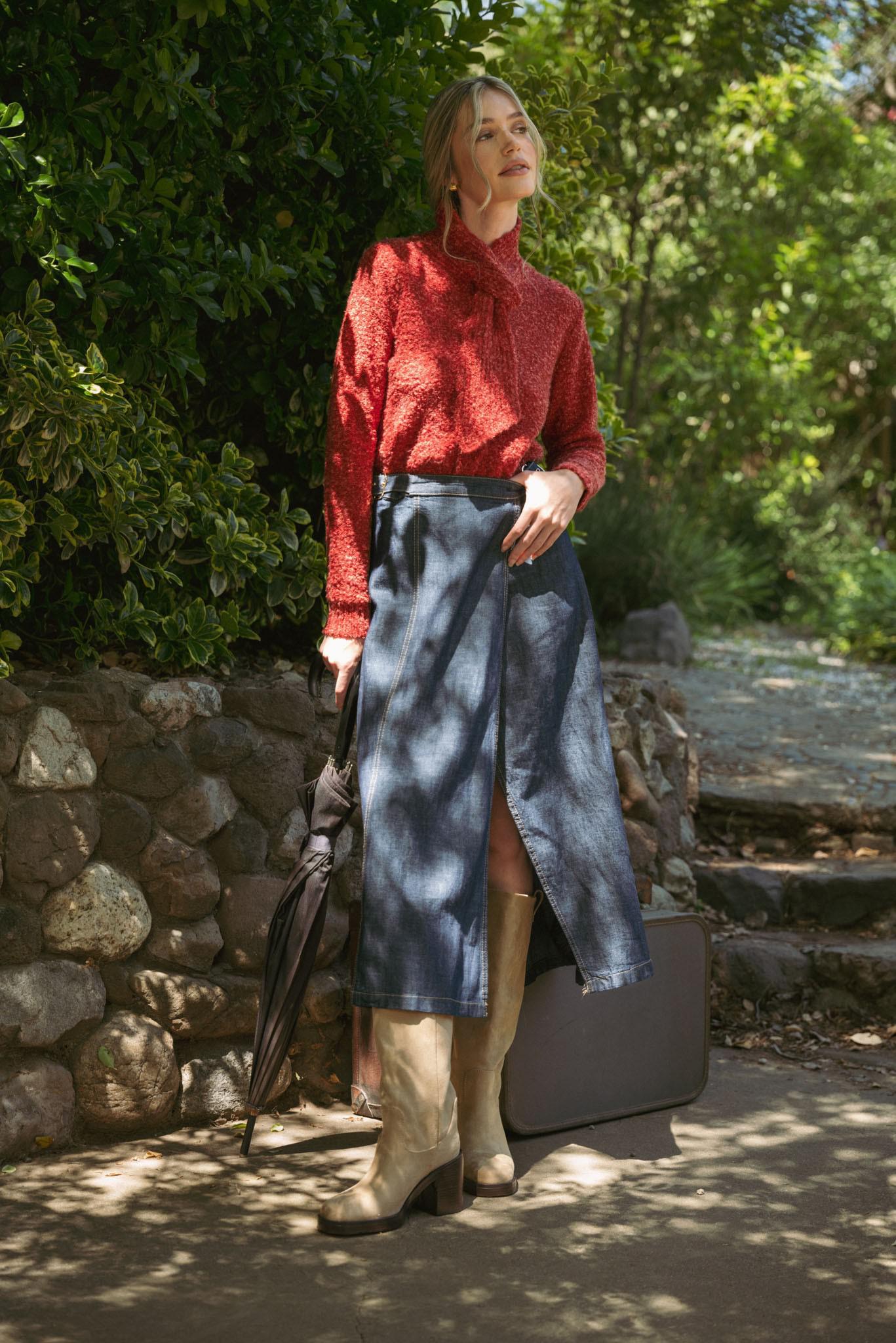 Burgundy Tying Neck Sweater