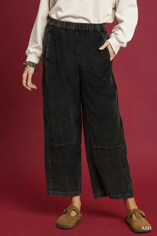 Ash Washed Wide Leg Corduroy Pants