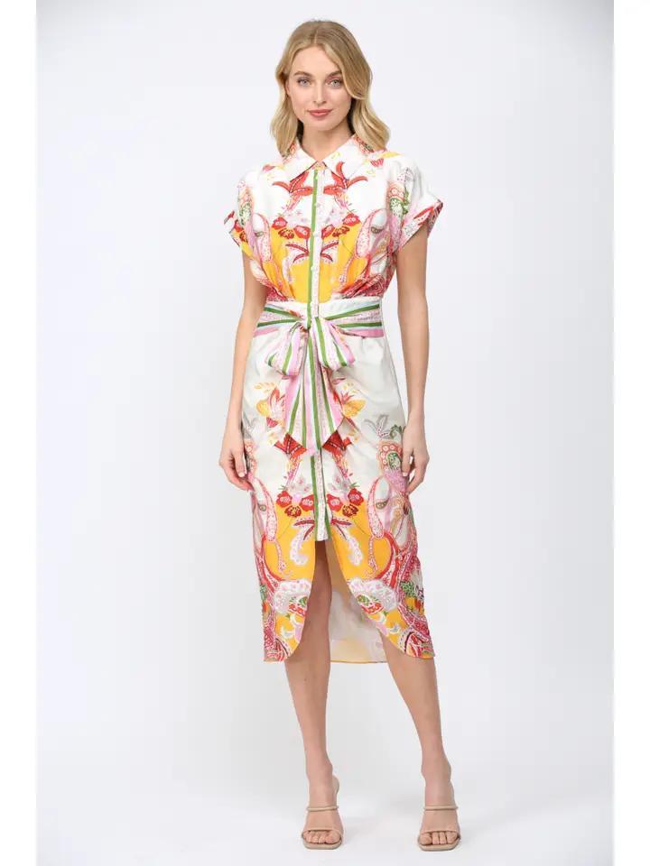 Botanical Scarf Printed Dress