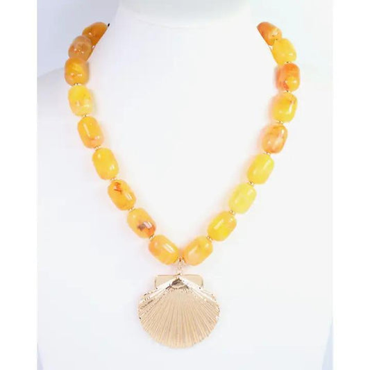Yellow Bega Marble Shell Necklace