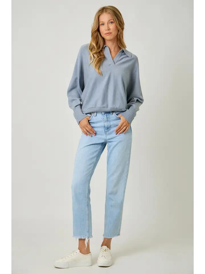 Soft Blue Polo Sweater