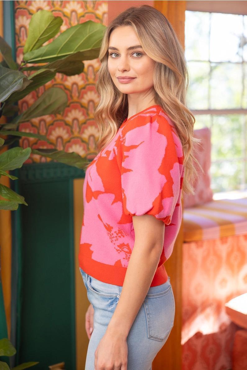 Poppy and Pink Floral Knitted Top