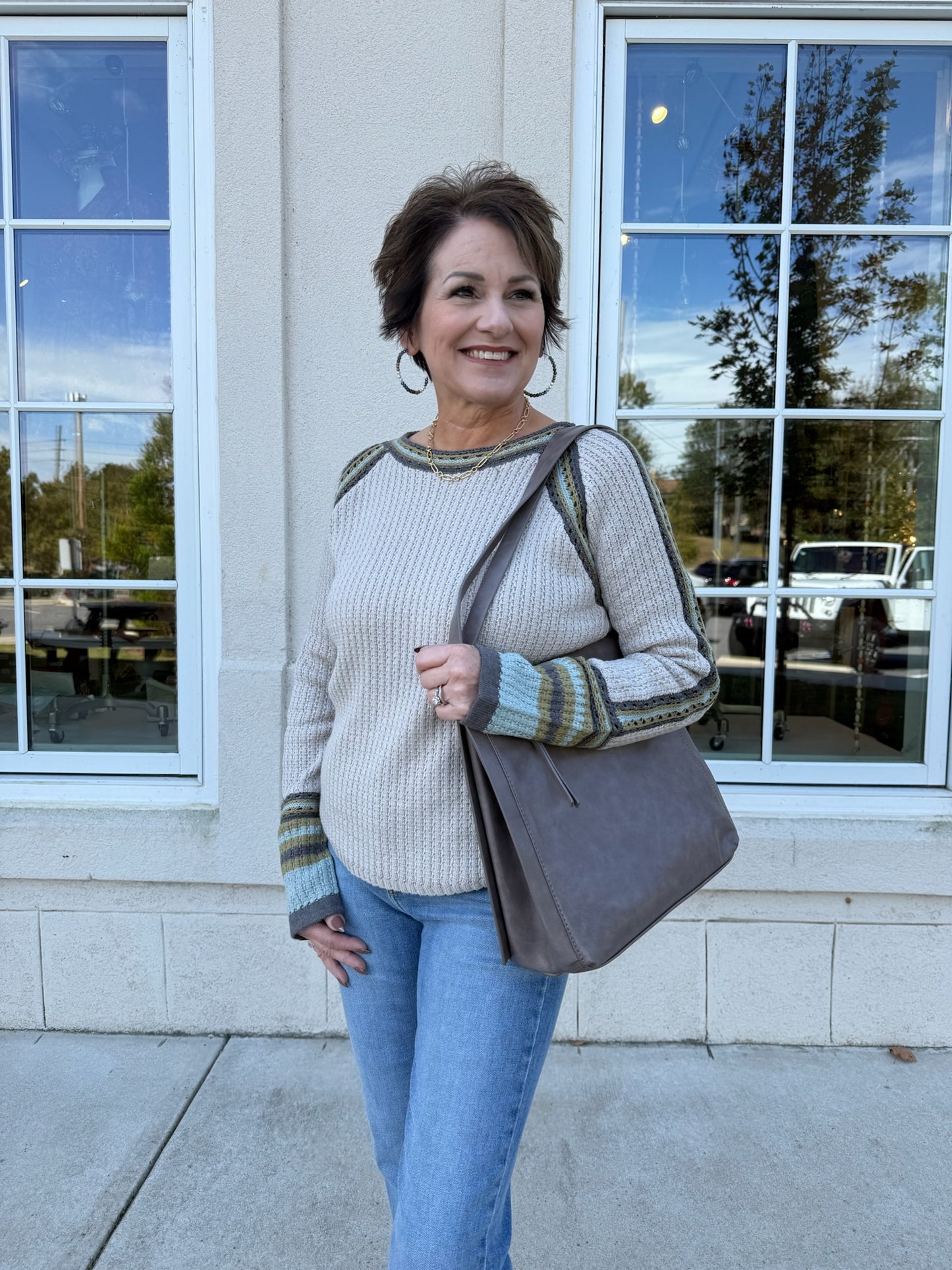 Stone Raglan Sleeve Detailed Sweater