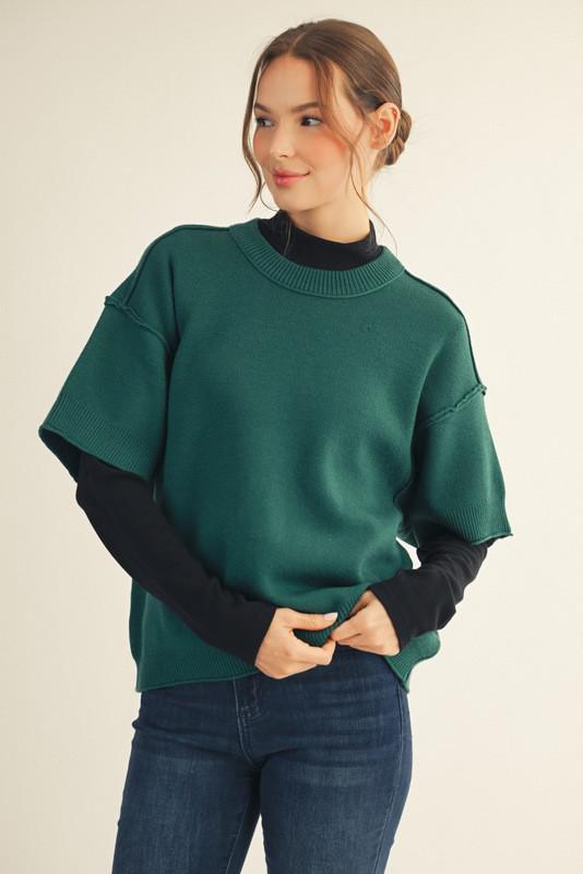 Hunter Green Drop Shoulder Sweater