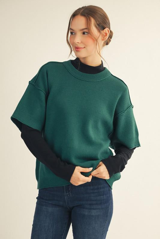 Hunter Green Drop Shoulder Sweater